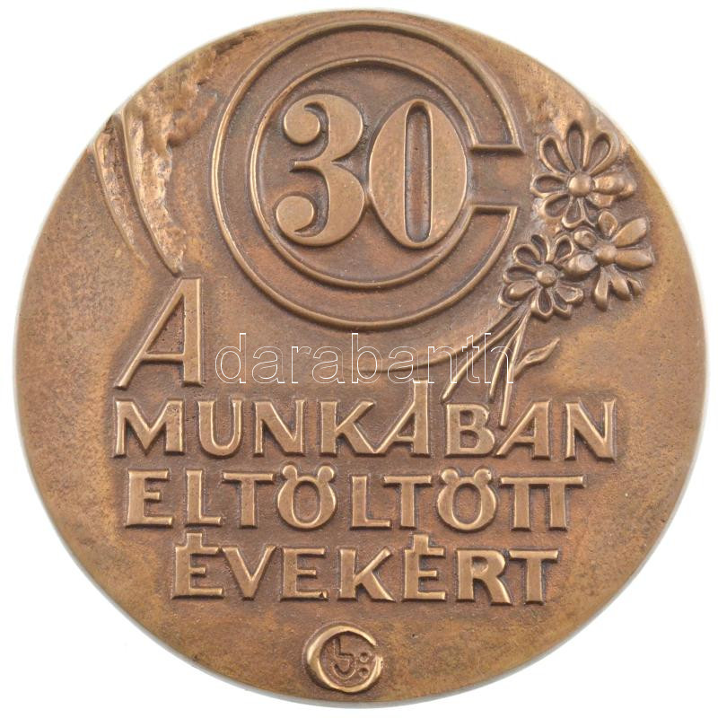 ~1970-1980. 'C 30 - A Munkában eltöltött évekért' egyoldalas öntött bronz plakett (96mm) T:1