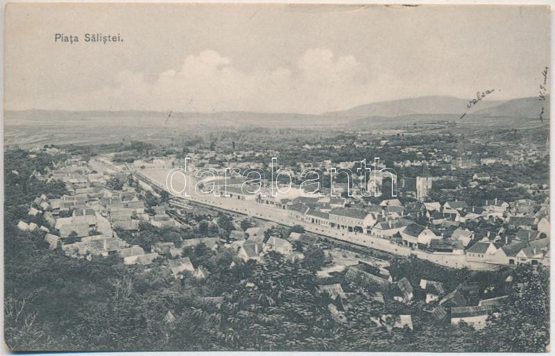 1907 Szelistye, Salistea Sibiului, Saliste; Piata / Piactér / market square (gyűrődés / crease)