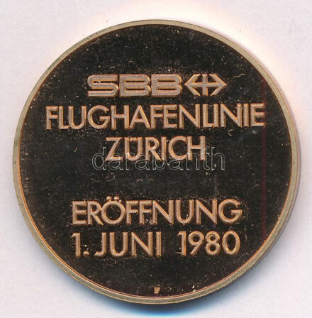 Svájc 1980. 'Repülőtérre vezető metróvonal, Zürich' kétoldalas bronz emlékérem (33mm) T:PP Switzerland 1980. 'Subway line to the airport, Zürich' two-sided bronze medallion (33mm) C:PP