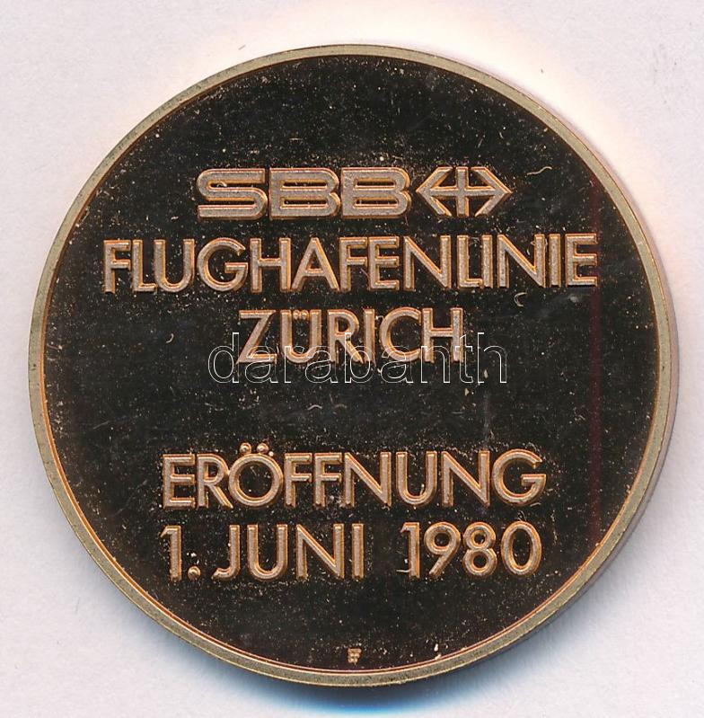 Svájc 1980. 'Repülőtérre vezető metróvonal, Zürich' kétoldalas bronz emlékérem (33mm) T:PP Switzerland 1980. 'Subway line to the airport, Zürich' two-sided bronze medallion (33mm) C:PP