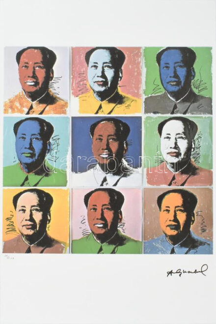 Andy Warhol (1928-1987): Mao Ce Tung / Mao Zedong. Ofszet litográfia, papír. Sorszámozott: 19/100, jelzett a nyomaton. Georges Israel editeur szárazpecséttel is jelzett, tanúsítvánnyal. 36,5x37 cm / Lithography with attest