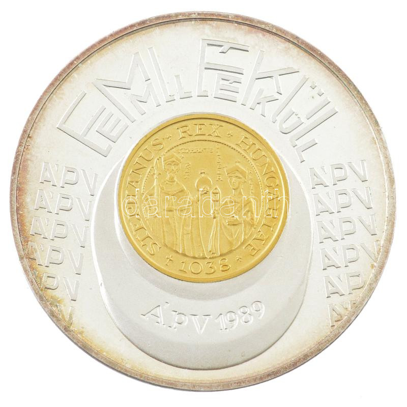 1989. 'Emlékül' aranyozott, ezüstözött fém ÁPV látogatói emlékérem (42mm) T1- (PP) kis patina