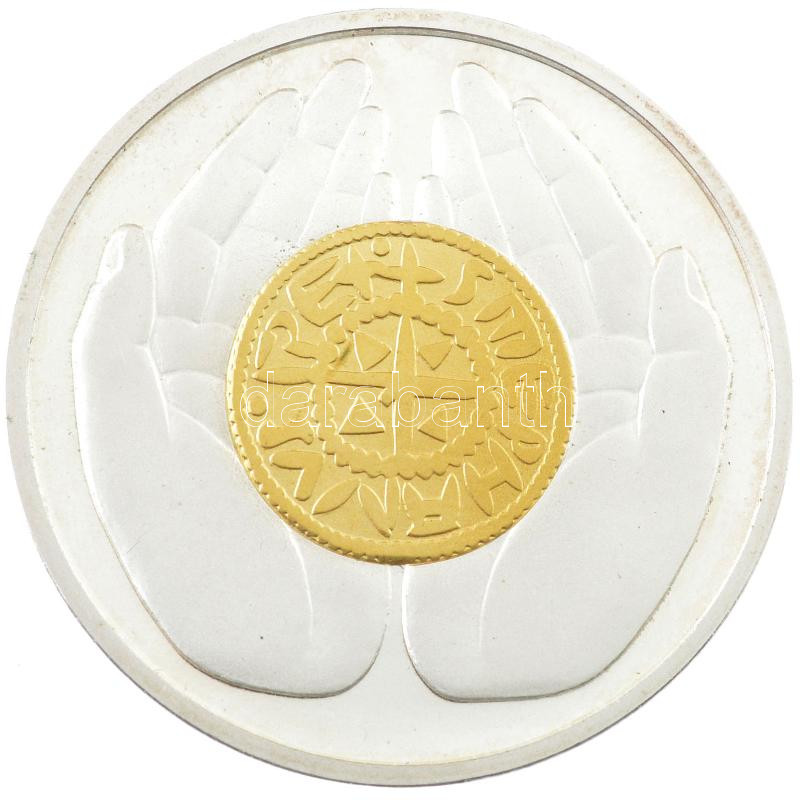 1989. 'Emlékül' aranyozott, ezüstözött fém ÁPV látogatói emlékérem (42mm) T1- (PP) kis patina - Image 2