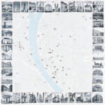 Budapest építészeti nevezetességei + Budapest grafikai látképe, 2 db modern, nagyméretű térkép, 63x63 cm és 100x70 cm - Image 3