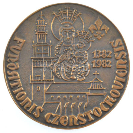 Lengyelország 1982. ' Częstochowa alapításának 600. évfordulója / Miasszonyunk' kétoldalas öntött bronz emlékérem eredeti díszdobozban (100mm) T: 1 Poland 1982. 'FUNDATIONIS CZENSTOCOVIENSIS 1382-1982 / A 600 JUBILEUM MARIANOSTRENSIS'