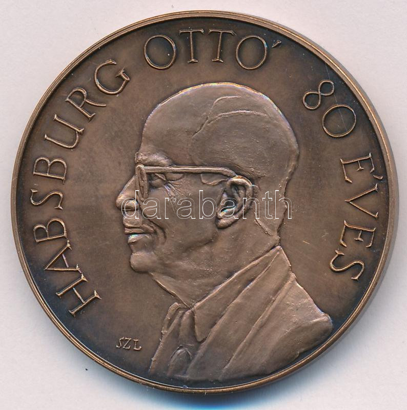 Szunyogh László (1956-) 1992. 'Habsburg Ottó 80 éves / Páneurópa Unió Tata' kétoldalas bronz emlékérem (42mm) T:1-