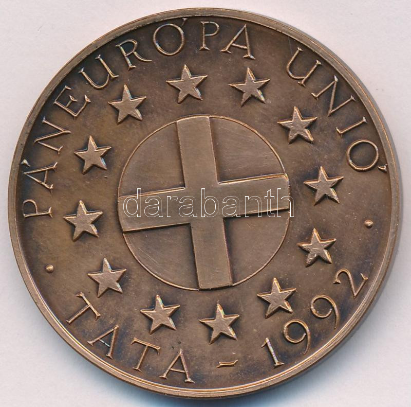 Szunyogh László (1956-) 1992. 'Habsburg Ottó 80 éves / Páneurópa Unió Tata' kétoldalas bronz emlékérem (42mm) T:1- - Image 2