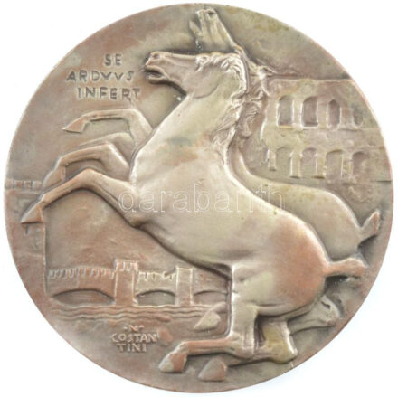 Olaszország 1960. 'Nemzetközi Mezőgazdasági Vásár Verona' kétoldalú ezüstözött bronz emlékérem eredeti tokban T:1 patina Italy 1960. 'FIERA AGRICULTURA INTERNAZIONALE - VERONA' two sided Ag plated medallion in original case C:UNC patina