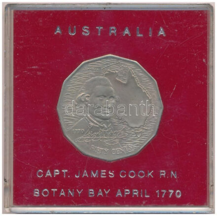 Ausztrália 1970. 50c 'Cook ausztráliai útja' eredeti műanyag dísztokban T:1 Australia 1970. 50 Cents 'Capt. James Cook - Botany Bay' in original plastic case C:UNC Krause KM#69