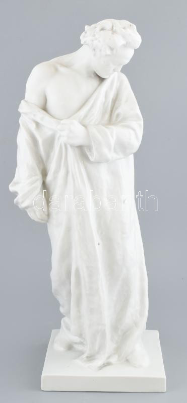 Herendi Beethoven, fehér mázas és biscuit figura, jelzett, kopott, kosz nyomokkal, Tervező: Horvay János (1873-1944) m: 46 cm