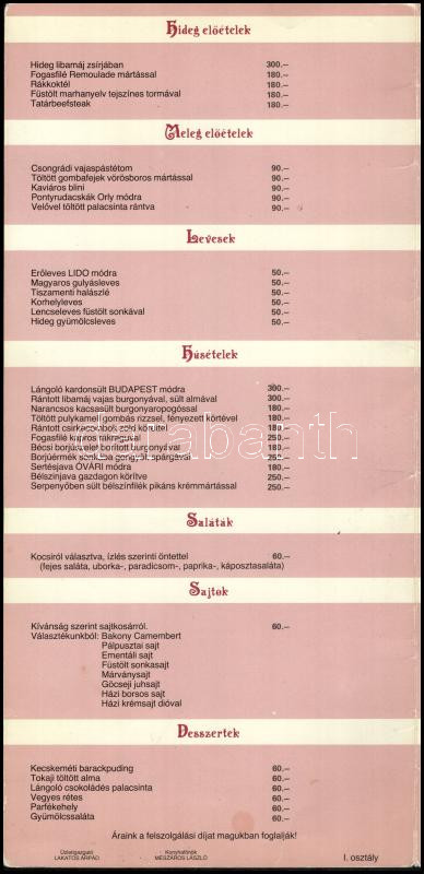 cca 1980 Lido Belvárosi Kávéház ét- és itallapja - Image 2