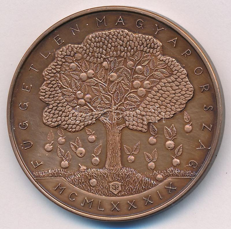 Szabó Géza (1939-) 1989. 'Független Magyarország - MCMLXXXIX' bronz emlékérem (42mm) T:1-