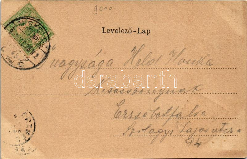 1902 Miskolc, Minorita templom. Szecessziós címeres litho keret / Art Nouveau, litho frame with coat of arms - Image 2