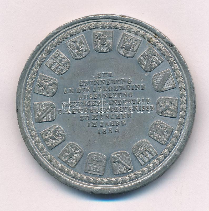 Német Birodalom 1854. 'A Müncheni Ipari Kiállítás épülete' Sn emlékérem (45mm) T:2 ph. German Empire 1854. 'Building of Indrustial Exhibition München' Sn commemorative medallion. 'DAS INDUSTRIEAUSTELLUNGS - GEBAUDE IN MÜNCHEN - - Image 2