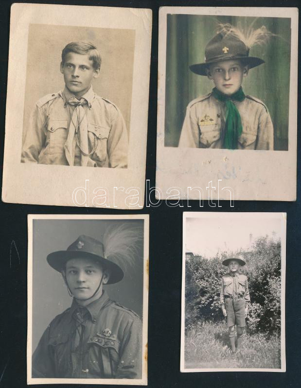cca 1930-1945 4 db fotó cserkészekről, 6,5×4 és 8×5,5 cm közötti méretekben