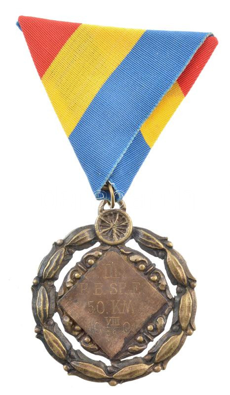 1901. 'P. B. SP. E. 50km 1901. VIII. 25' bronz díjérem mellszalagon T:1-