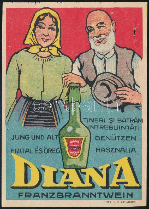 Diána sósborszesz magyar, német román nyelvű litó címke 10x14 cm