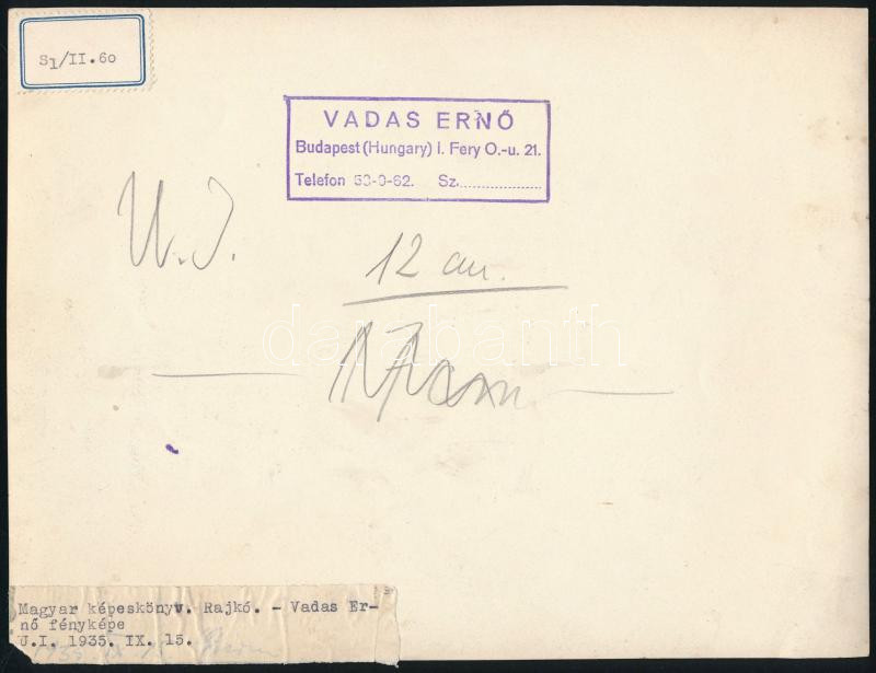 Vadas Ernő: A rajkó. Pecséttel jelzett vintage művészfotó 24x16 cm - Image 2