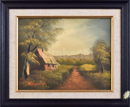 Bronch jelzéssel: Erdei ház. Olaj, fára kasírozott vászon. Keretben. 20x25,5cm