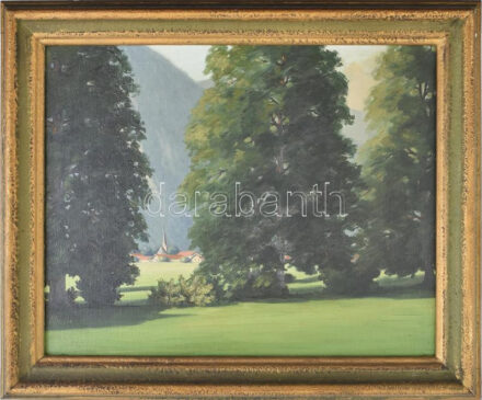 Jelzés nélkül: Erdő templommal,. Olaj vászon. Keretben. 40,5x50,5cm