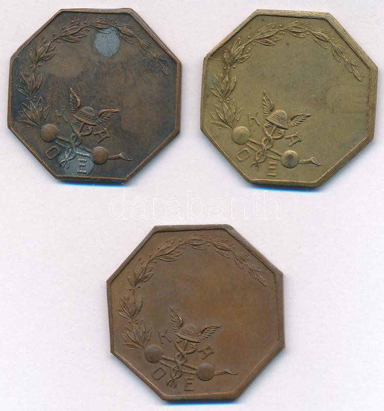 ~1930. 'Kereskedelmi Alkalmazottak O.E. Sport Csoportja Versenydíja' bronz sport díjérem (33mm) (3db) T:1-,2 egyiken ezüstözés nyomai - Image 2