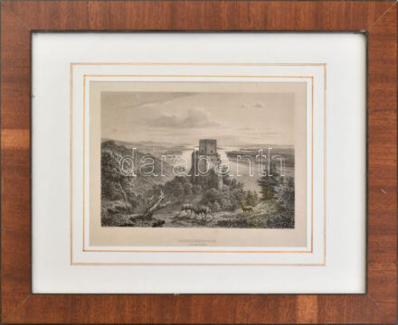 Ahrens, Tesca: Greifenstein. Acélmetszet, papír, jelzett a metszeten. XIX. sz. közepe. 12x17 cm. Üvegezett fakeretben.