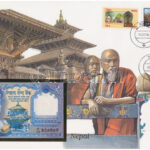 Nepál 1974. 1R felbélyegzett borítékban, bélyegzéssel T:I Nepal 1974. 1 Rupee in envelope with stamp and cancellation C:UNC