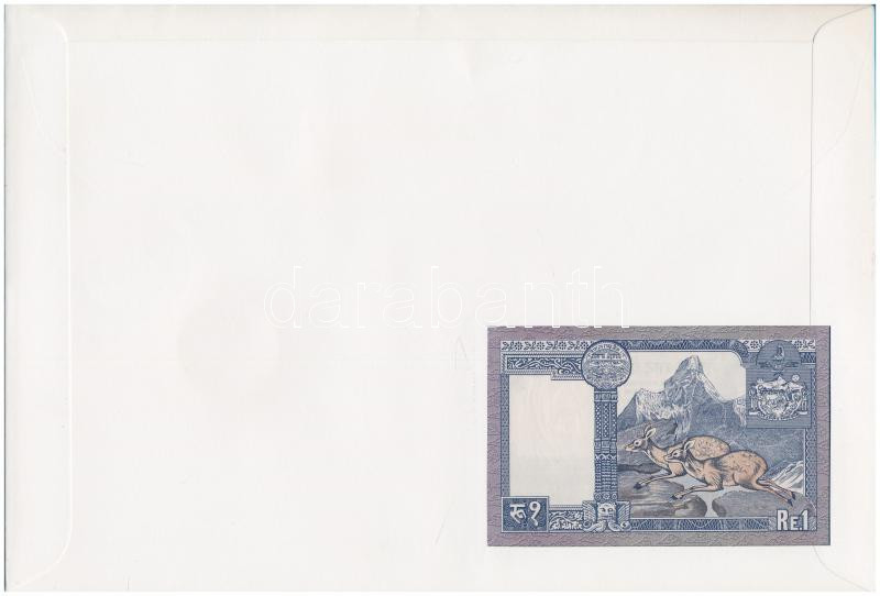 Nepál 1974. 1R felbélyegzett borítékban, bélyegzéssel T:I Nepal 1974. 1 Rupee in envelope with stamp and cancellation C:UNC - Image 2