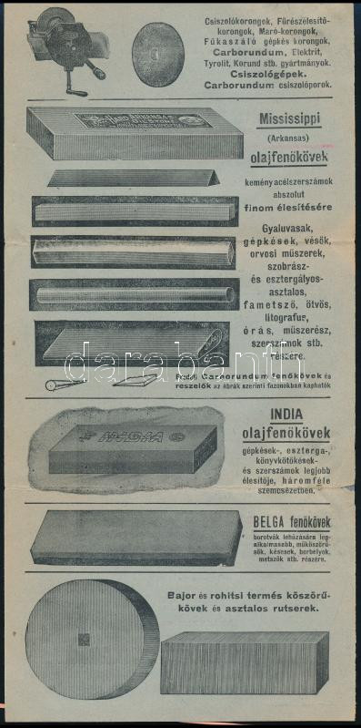 cca 1930 Csiszolóáru, köszörűkövek, stb. kihajtható kétoldalas reklámos levelezőlap - Image 2