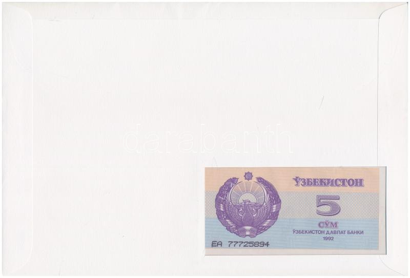 Üzbegisztán 1992. 5S felbélyegzett borítékban, bélyegzéssel T:I Uzbekistan 1992. 5 So'm in envelope with stamp and cancellation C:UNC - Image 2