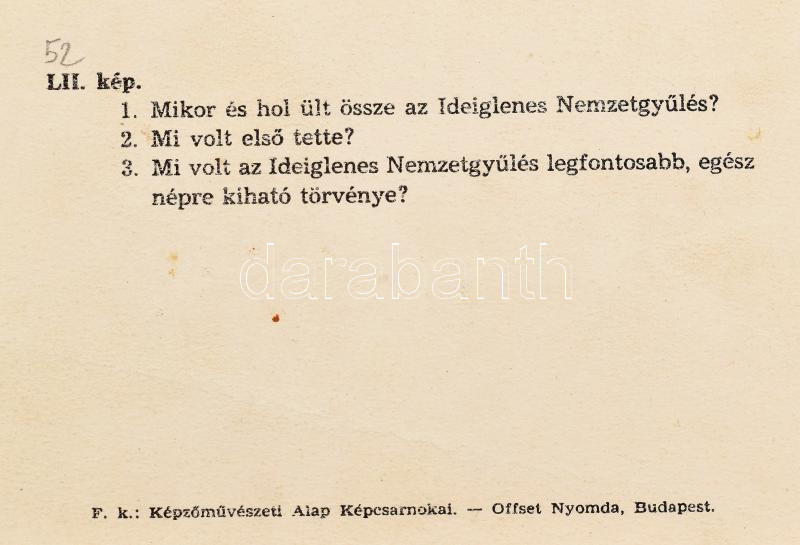 1959 Történelmi fejtörő ismertető füzettel, az 52 db színes képből 13 db hiányzik - Image 2