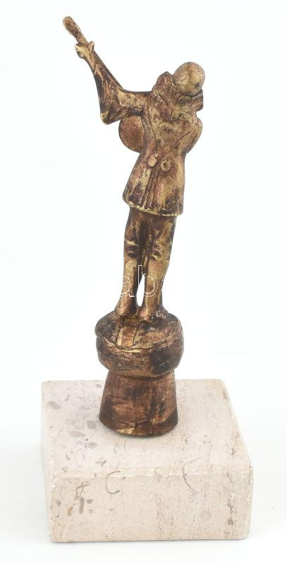 Jelzés nélkül: Pierrot, bronz figura mészkő talapzaton, m: 18 cm - Image 2
