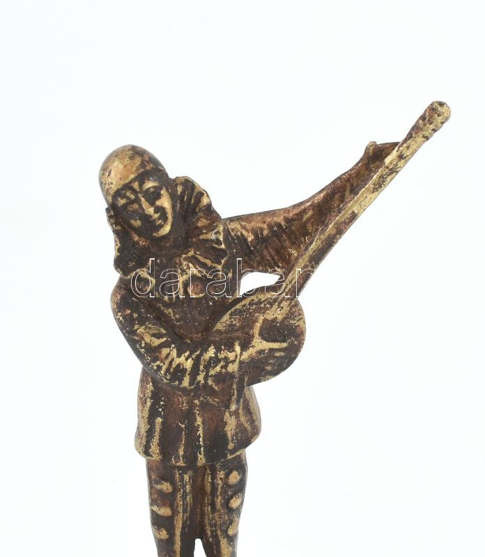 Jelzés nélkül: Pierrot, bronz figura mészkő talapzaton, m: 18 cm - Image 3