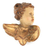 Puttófej, mázas kerámia, jelzett, kopással 12x12 cm - Image 2