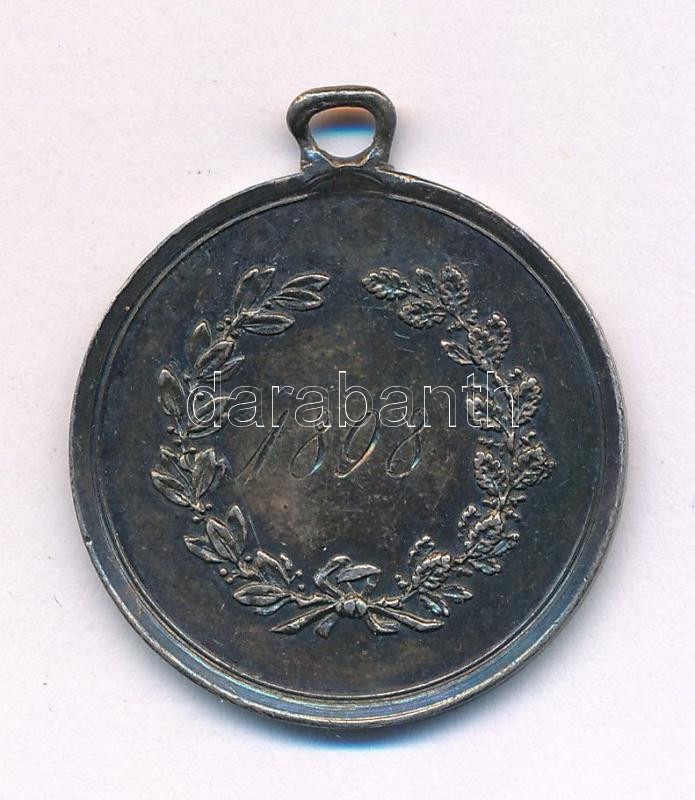 1898. egyoldalas, jelzetlen Ag díjérem 'TC' beütéssel, füllel, hátoldalán gravírozással (6,75g/0.900/27mm) T:1- patina