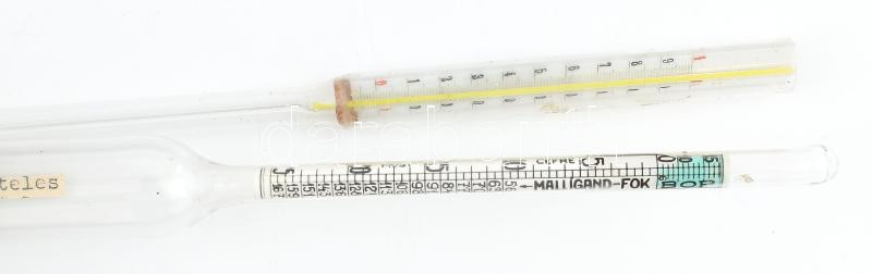 5 db araometer 2 db 100 C és 150 C-os, maligánmérő eredeti tokban lombik higanyos hőmérők. - Image 2