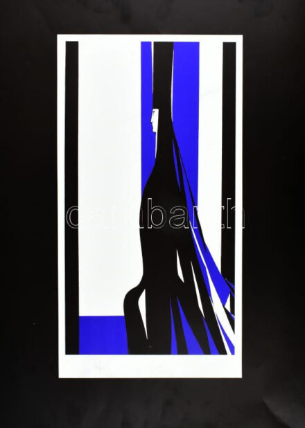 Kass János (1927-2010): Kékszakállú vára. Ofszet nyomat, papír, jelzés nélkül. 47x25 cm.