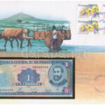 Nicaragua 1990. 1C borítékban, alkalmi bélyeggel és bélyegzéssel T:I Nicaragua 1990. 1 Cordoba in envelope with stamps and cancellations C:UNC