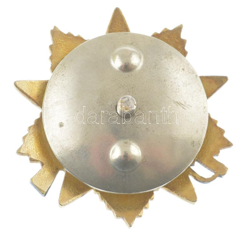 Szovjetunió ~1985. 'Honvédő Háború Érdemrend I. osztálya' aranyozott, zománcozott kitüntetés, hátlapján '557402' sorszámmal és 'Monetnij Dvor' gyártói jelzéssel (46mm) T:2 Soviet Union ~1985. 'Order of the Patriotic War 1st class' - Image 2