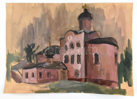 Jelzés nélkül: Városrészlet. Akvarell, papír. 41x58 cm