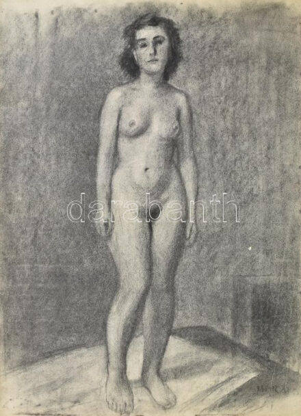Murai jelzéssel: Női akt. Szén, papír. Feltekerve. Lapszéli szakadással. 63x48 cm