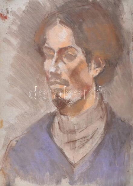 Jelzés nélkül: Portré. Vegyes technika, karton. Feltekerve. 70x50 cm