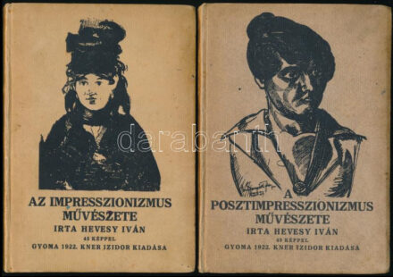Hevesy Iván: A posztimpresszionizmus művészete. Gyoma, 1922, Kner Izidor, 99+1; 103 p. Egészoldalas és szövegközti illusztrációkkal illusztrálva. A hátsó kötéstáblán Kozma Lajos könyvdíszével. Első kiadás. Kiadói kartonált