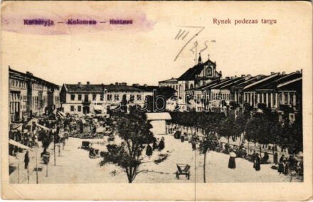 1915 Kolomyia, Kolomyja, Kolomyya, Kolomea; Rynek podezas targu / main square, market + 'Proviantoffizier des k.u.k. 10. Kavallerietruppendivisionskommadnos' (EK)