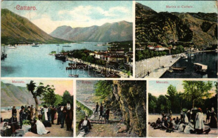 Kotor, Cattaro; Marina di Cattaro, Mercato, Krstae / bay, market, road (EK)