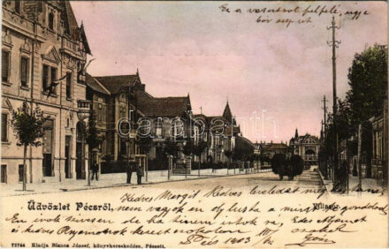 1903 Pécs, Villasor, vasútállomás, villák. Blancz József kiadása