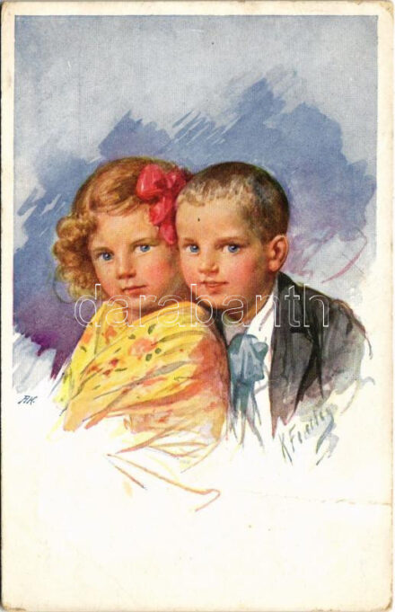 1917 Children art postcard. C.W. Faulkner & Co. Series No. 1147-2. s: K. Feiertag + 'K.u.K. Feldhaubitzbatterie Nr. 1/32' (fa)