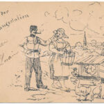 1898 (Vorläufer) Gruss aus der Concentrierungsstation / Austro-Hungarian K.u.K. military art postcard, soldier with lady