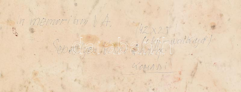 Sebestyén József András (?-): In memoriam VA. Olaj, papír, jelzett a hátoldalán, sérült, 34,5x50 cm - Image 2