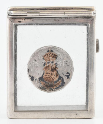 Ezüst (Ag) cigarettatartó, jelzett, m: 7,5cm, bruttó: 84,4g